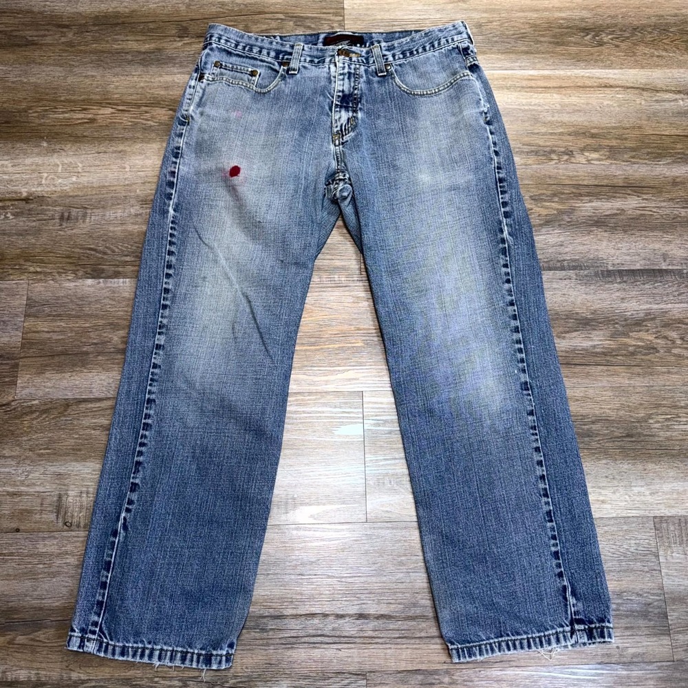Anchor Blue Straight-Leg Blue Denim Jeans Mens W33 x L30 Light Wash Causal Wear